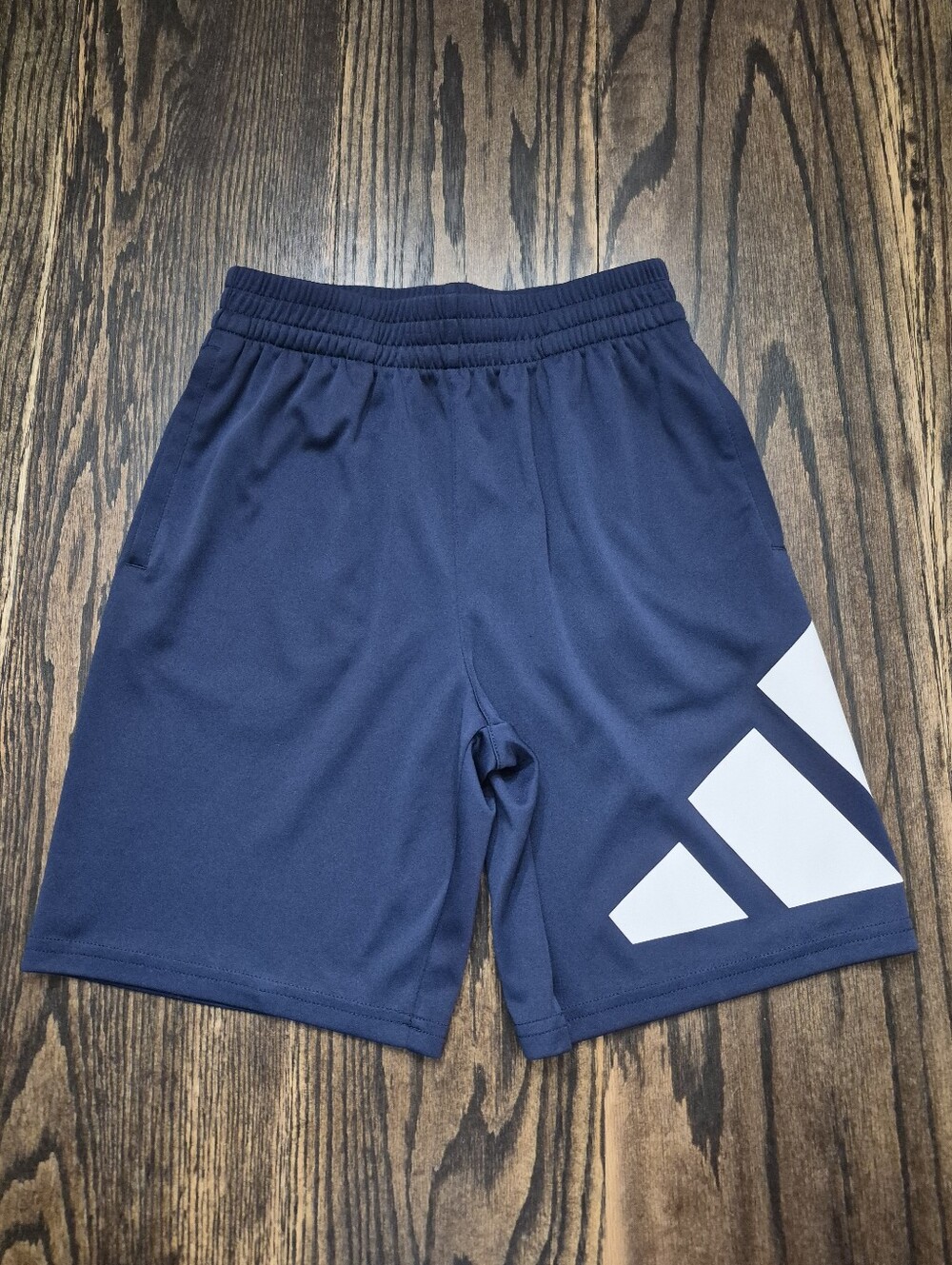 Adidas Navy Blue Athletic Shorts with White Logo
